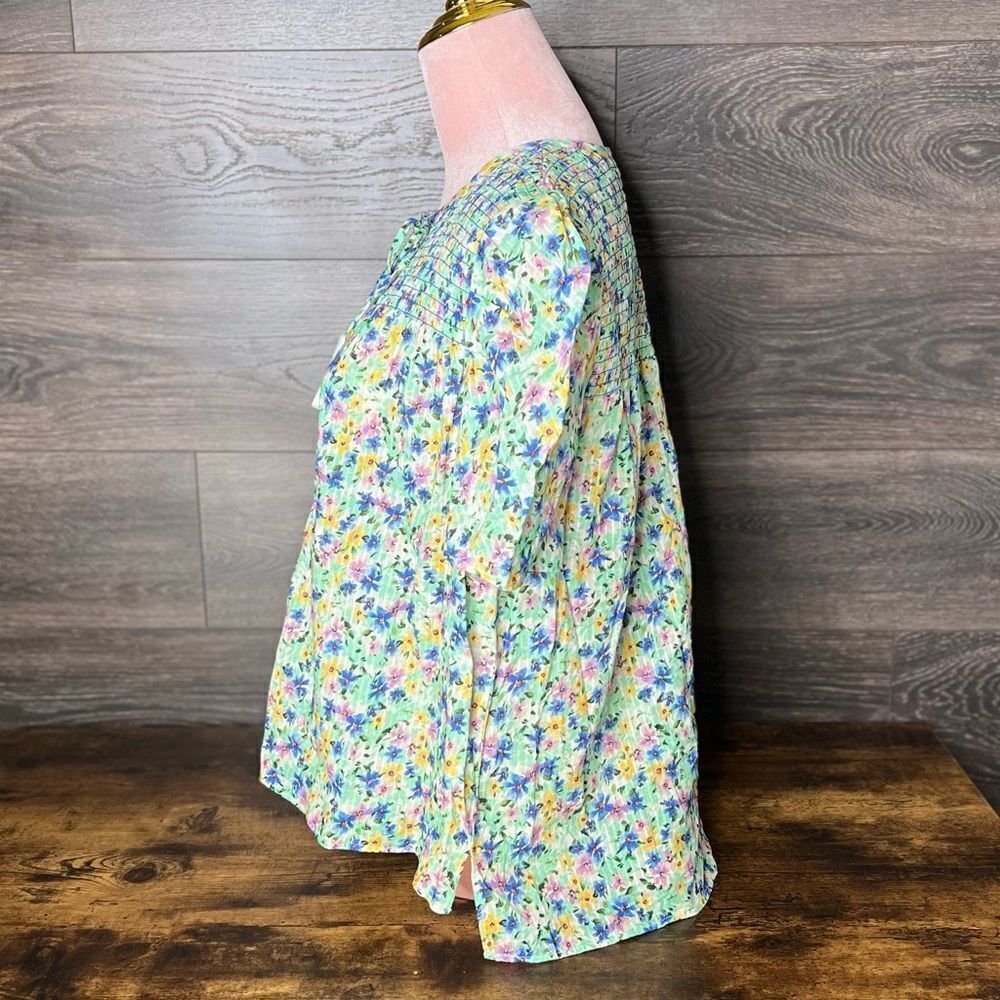 Shoshanna Kira Top in Spring Green Multi Floral with Smocking, Size Small. NWT! - Picture 7 of 16